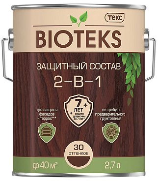 Антисептик Текс Bioteks 2-в-1 декоративный для дерева орегон 2,7 л