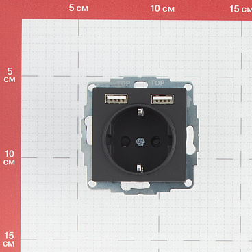 Розетка Systeme Electric AtlasDesign встраиваемая карбон 2хUSB-А (ATN001030)