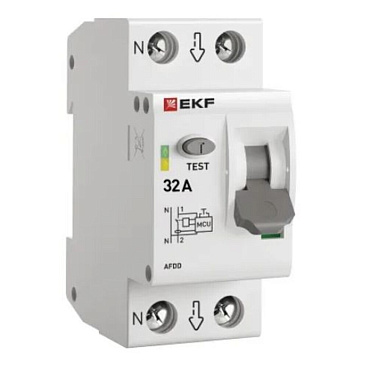 Устройство защиты от дугового пробоя EKF PROxima 32-pro 2P 32А 230 В на DIN-рейку (afdd-2-32-pro)