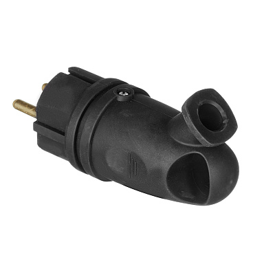 Вилка штепсельная Svet с заземлением IP44 угловая 45 черная