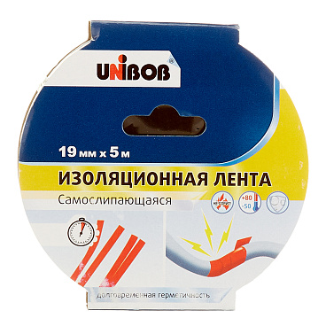 Изолента Unibob EPDM черная 19 мм 5 м самослипающаяся