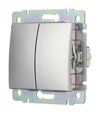 Выключатель Legrand Valena двухклавишный встраиваемый алюминий (694337)