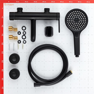 Смеситель для ванны Corsa Deco VX черный матовый однорычажный с коротким изливом с лейкой (FBTVX1B)