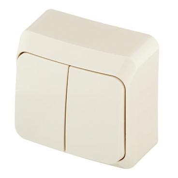 Выключатель Systeme Electric Этюд двухклавишный накладной кремовый с подсветкой (BA10-006K)