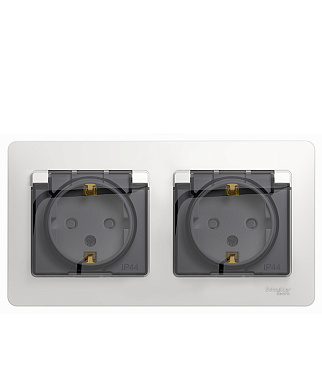 Розетка Systeme Electric Glossa встраиваемая белая со шторками с крышкой (GSL000147)