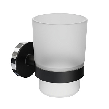 Стакан для ванной Fora Lord с держателем стекло прозрачный/ металл черный (FOR-LORD044BL)