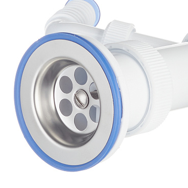 Сифон для раковины и мойки Wirquin Virplast 1 1/2х40 мм с выпуском d70 мм с соединением 40/50 мм с отводом (30980698)