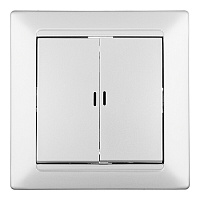 Выключатель Svet Стиль двухклавишный встраиваемый серебро с подсветкой (EV 0365-9128)