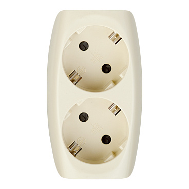 Разветвитель 2 розетки Эра 16 А 220 В 3,5 кВт слоновая кость (Б0002369)