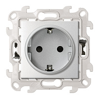 Розетка Simon 24 Harmonie встраиваемая алюминий со шторками (2420432-033)