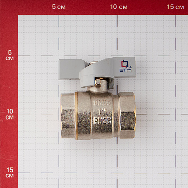 Кран шаровой латунный СТМ 1 ВР(г) х 1 ВР(г) бабочка прямой