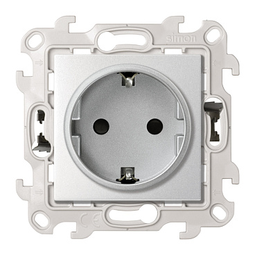 Розетка Simon 24 Harmonie встраиваемая алюминий со шторками (2420432-033)