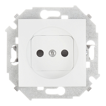 Розетка Simon 15 встраиваемая белая со шторками (1591444-030)