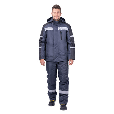 Костюм рабочий мужской утепленный ГК Спецобъединение Роуд 44-46 рост 170-176 см темно-серый/черный