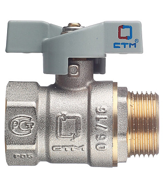 Кран шаровой латунный СТМ 3/4 ВР(г) х 3/4 НР(ш) бабочка прямой