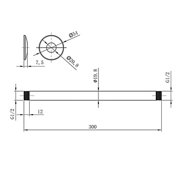 Держатель для верхнего душа Lemark 300 мм потолочный металл хром (LM8032C)