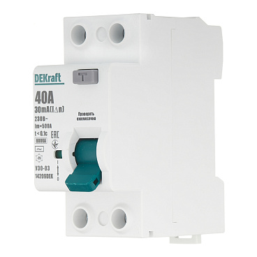УЗО Dekraft УЗО-03 40А 1P+N тип AC 30 мА 6 кА компактное (14209DEK)