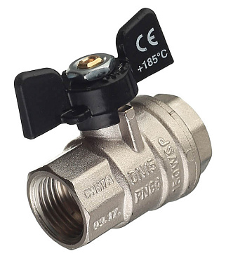 Кран шаровой латунный Bugatti 1/2 ВР(г) х 1/2 ВР(г) бабочка прямой (03020181)