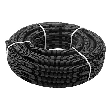 Труба гофрированная ПНД 32 мм тяжелая с зондом черная (25 м) (073)