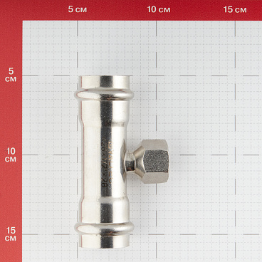 Тройник Valtec (VTi.932.I.280428) 28 мм х 1/2 ВР(г) х 28 мм нержавеющая сталь