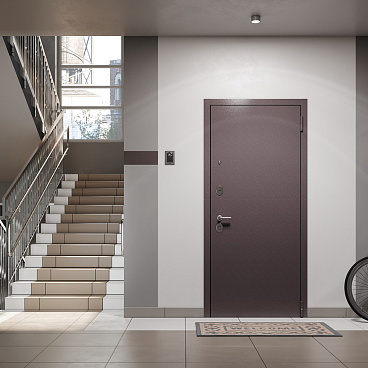 Дверь входная Mastino Ютта правая букле шоколад - ларче бьянко с зеркалом 960х2050 мм