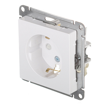 Розетка Systeme Electric AtlasDesign встраиваемая белая со шторками (ATN000145)