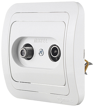 Розетка телевизионная Makel Mimoza встраиваемая белая (12098)