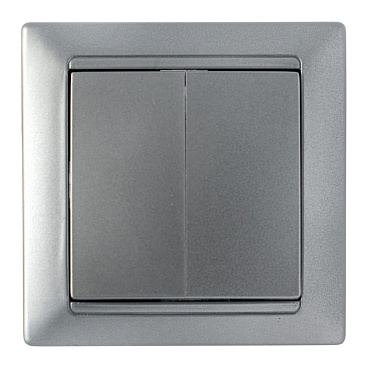 Выключатель Svet Стиль двухклавишный встраиваемый серебро (EV 0365-5128)