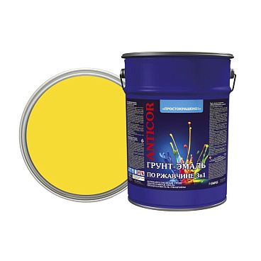 Грунт-эмаль по ржавчине 3в1 Простокрашено желтая глянцевая 5 кг