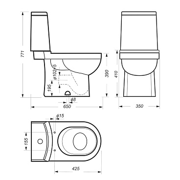 Унитаз-компакт Sanita Luxe Next с универсальным выпуском с сиденьем дюропласт микролифт белый (WC.CC/Next/2-DM/WHT.G/S1)