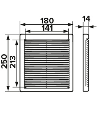 Решетка вентиляционная пластиковая приточно-вытяжная Era РЦ 180х250 мм с сеткой белая