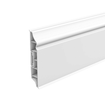 Плинтус ПВХ напольный Идеал Дюра 80 мм белый 2200 мм фигурный