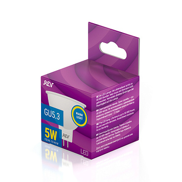 Лампа светодиодная Rev GU5.3 3000К 5 Вт 400 Лм 180-240 В рефлектор MR16 прозрачная
