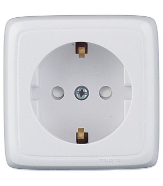 Розетка Hegel Alfa накладная белая со шторками (РА16-114)