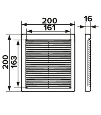Решетка вентиляционная пластиковая приточно-вытяжная Era РЦ 200х200 мм с сеткой белая