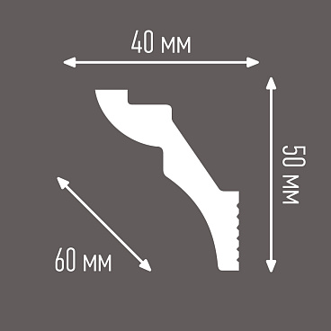 Плинтус потолочный из пенополистирола 40х50х2000 мм под натяжной потолок с возможностью светодиодной подсветки Плинтэкс H40/50SC