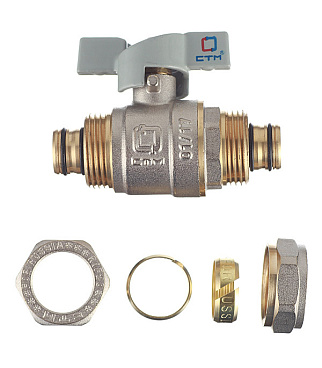 Кран шаровой латунный 20 обж(ц) х 20 обж(ц) для металлопластиковых труб бабочка прямой