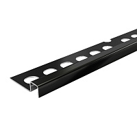 Профиль для плитки до 10 мм окантовочный П-образный полированный нержавеющая сталь 2700х32х11,8 мм черный зеркальный