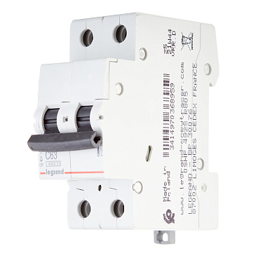 Автоматический выключатель модульный Legrand RX3 2P 63А тип C 4,5 кА 230/400 В (419703)