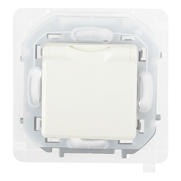Розетка Legrand Inspiria встраиваемая слоновая кость со шторками с крышкой (673741)