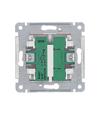 Выключатель Hegel Master двухклавишный встраиваемый белый с подсветкой (ВС10-452)