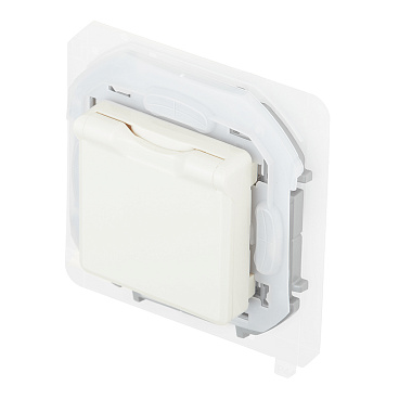 Розетка Legrand Inspiria встраиваемая слоновая кость со шторками с крышкой (673741)