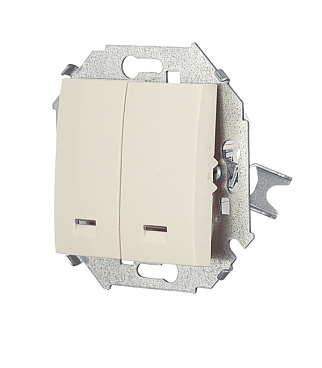 Выключатель Simon 15 двухклавишный встраиваемый слоновая кость с подсветкой (1591392-031)