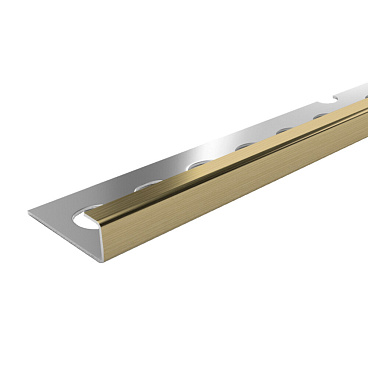 Профиль для плитки до 10 мм окантовочный Г-образный матовый нержавеющая сталь 2700х25х11,6 мм шампань