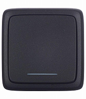 Выключатель Hegel Alfa одноклавишный накладной черный с подсветкой (ВА10-114-08)