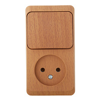 Блок выключатель и розетка Systeme Electric Этюд одноклавишный накладной бук (BPA16-204T)