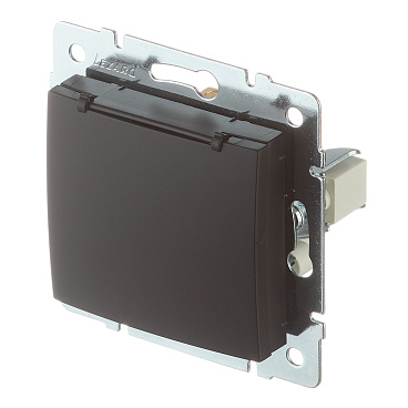 Розетка Lezard Karina встраиваемая черный бархат с крышкой (707-4288-123B)