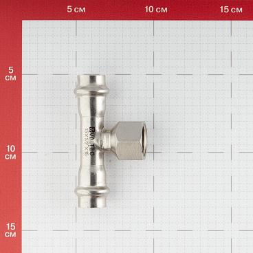 Тройник Valtec (VTi.932.I.150415) 15 мм х 1/2 ВР(г) х 15 мм нержавеющая сталь