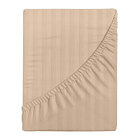 Простыня на резинке 160х200х30 см страйп-сатин бежевая Verossa Stripe