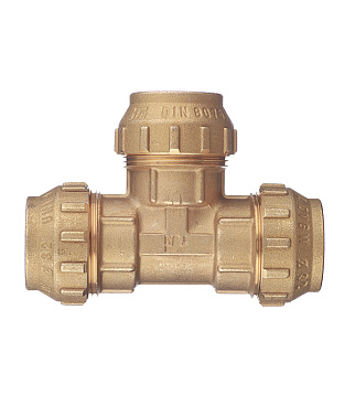 Тройник ПНД Tiemme компрессионный 32х32х32 мм латунь